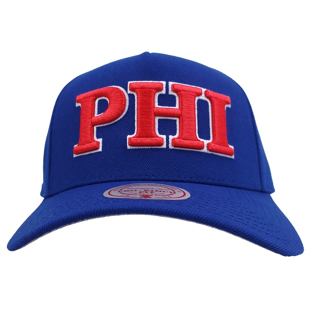 Phila 76ers Mitchell & Ness NBA Pro Fit Snapback Hat Cap 3D Logo Blue NWT